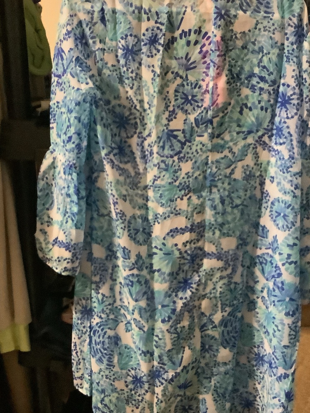 Lilly Pulitzer Blue & Aqua Floral Tie-Front cover-up - Picture 7 of 7